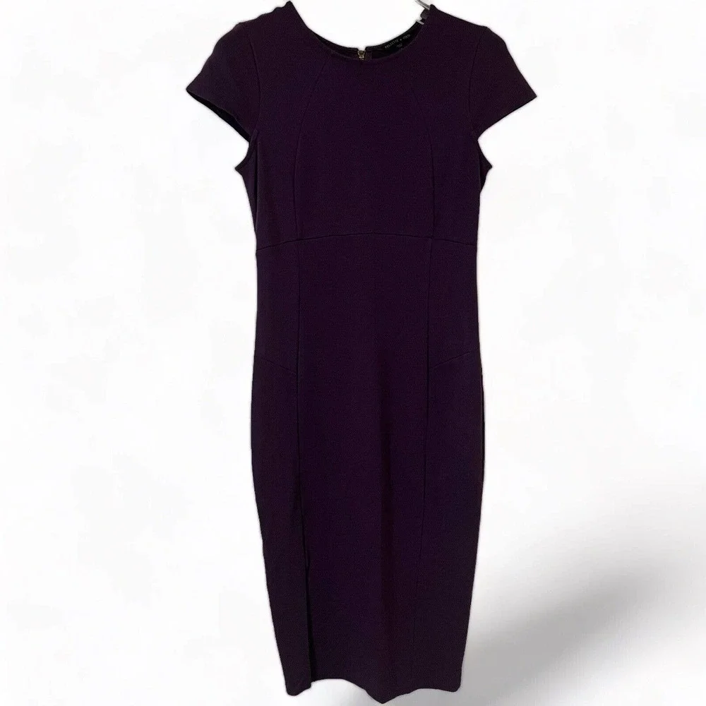 🌵 Felicity & Coco Women's Purple Cap Sleeve Midi Unlined Sheath Dress- Large - Picture 1 of 7